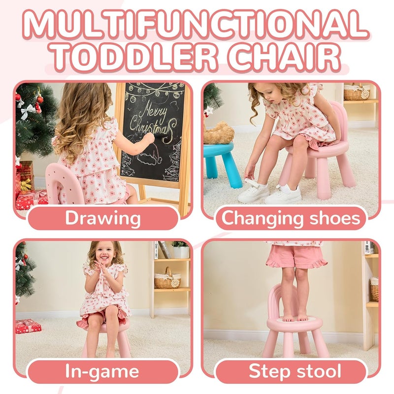 KidBloom Toddler Chair, Sturdy Anti-Tip Kids Chair, Lightweight Small Plastic Child Chair for Toddlers 1-3, Rainbow Backrest Ergonomic Design, Pink - Image 3